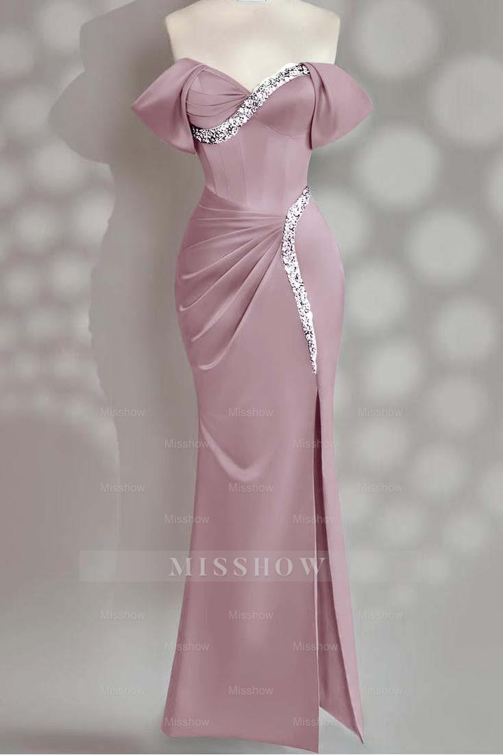 Sleeveless Off the Shoulder Long Mermaid Formal Dress With Beading