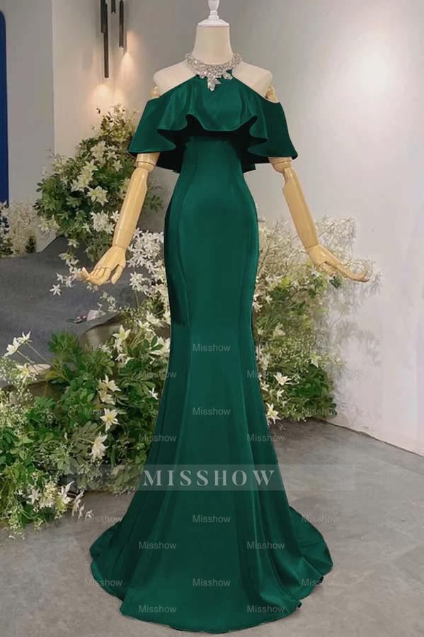 Sleeveless Off the Shoulder Long Mermaid Formal Dress With Pleated