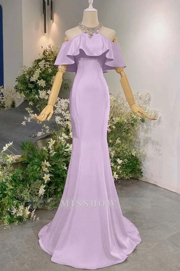 Sleeveless Off the Shoulder Long Mermaid Formal Dress With Pleated