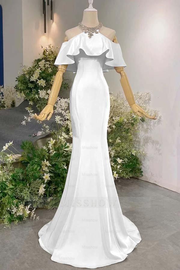 Sleeveless Off the Shoulder Long Mermaid Formal Dress With Pleated