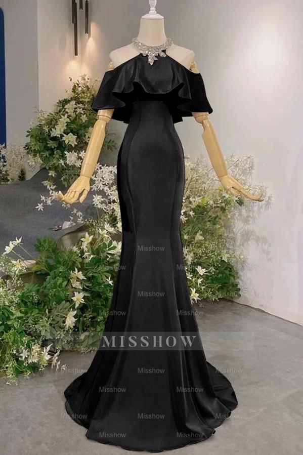 Sleeveless Off the Shoulder Long Mermaid Formal Dress With Pleated