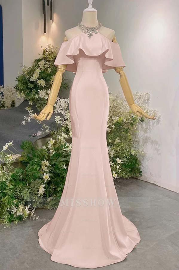 Sleeveless Off the Shoulder Long Mermaid Formal Dress With Pleated