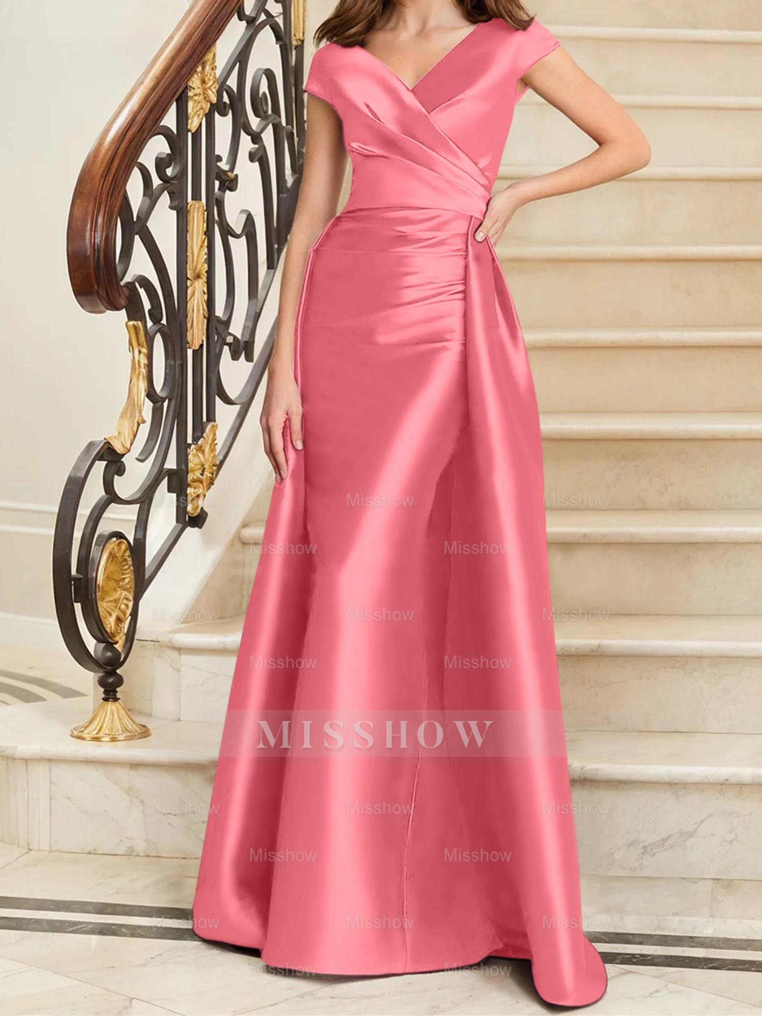 Sleeveless Satin V-Neck Sheath Dress for the Mother of the Bride