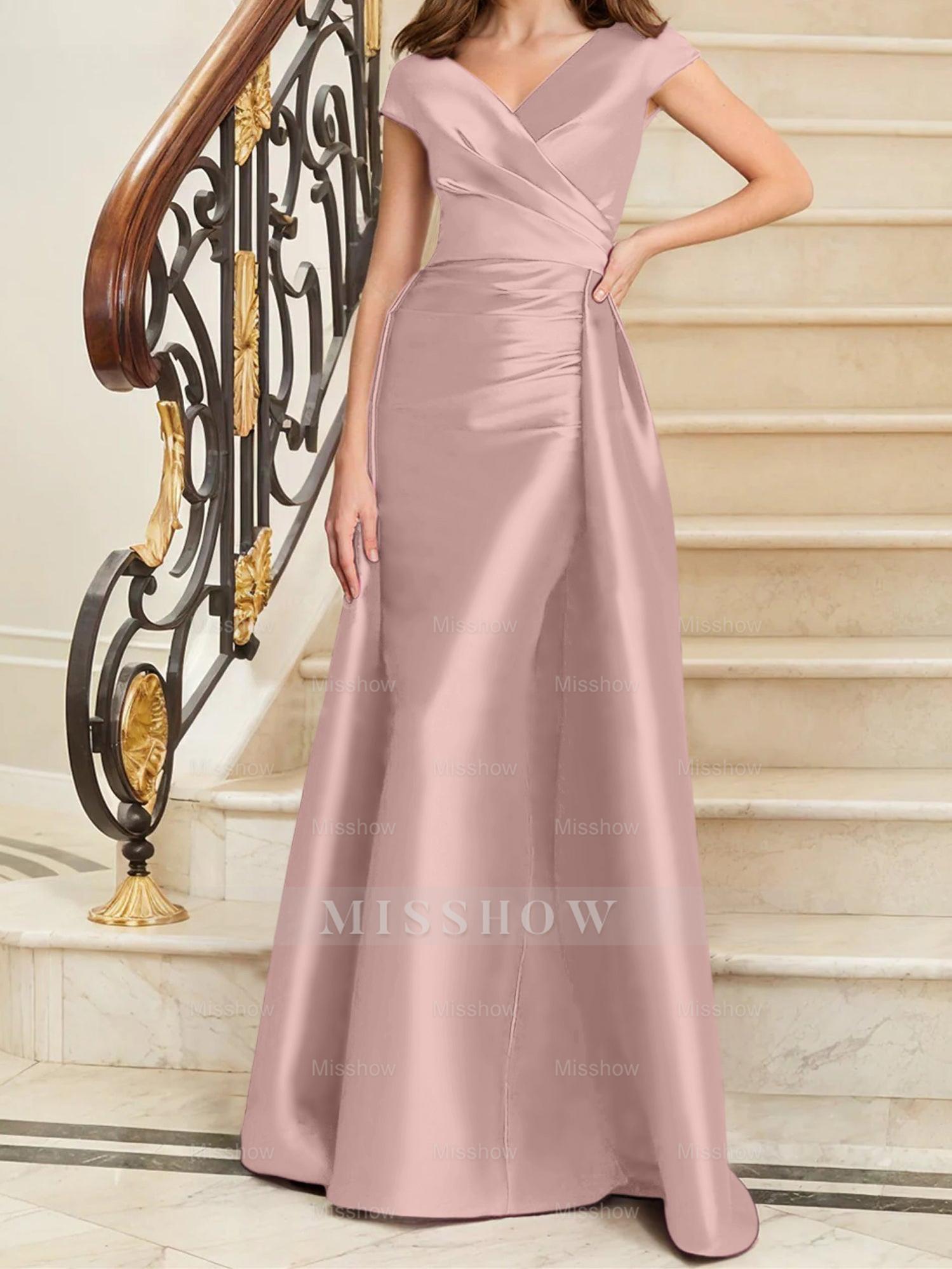 Sleeveless Satin V-Neck Sheath Dress for the Mother of the Bride