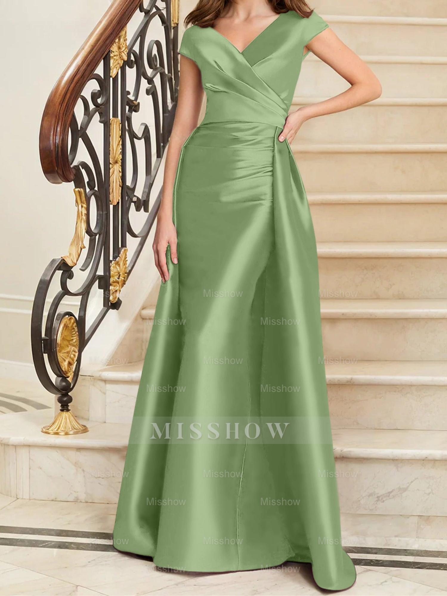 Sleeveless Satin V-Neck Sheath Dress for the Mother of the Bride