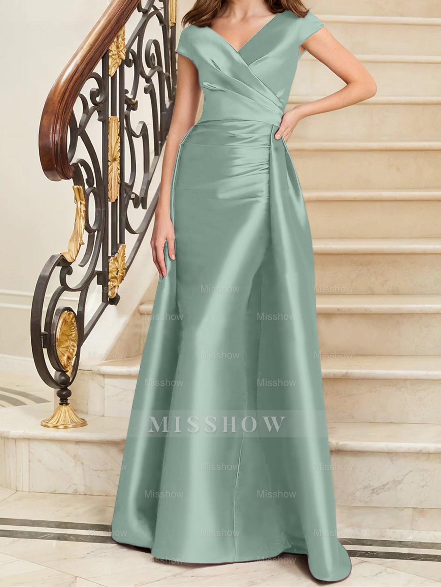 Sleeveless Satin V-Neck Sheath Dress for the Mother of the Bride