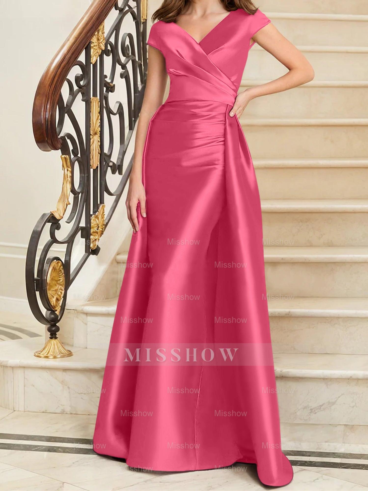 Sleeveless Satin V-Neck Sheath Dress for the Mother of the Bride