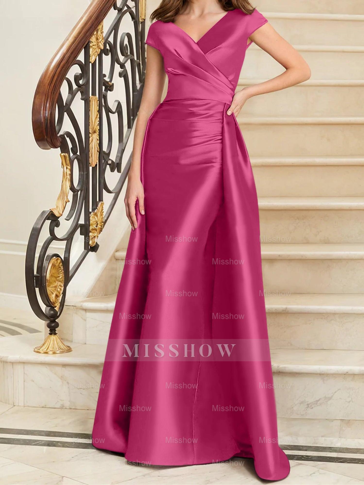 Sleeveless Satin V-Neck Sheath Dress for the Mother of the Bride