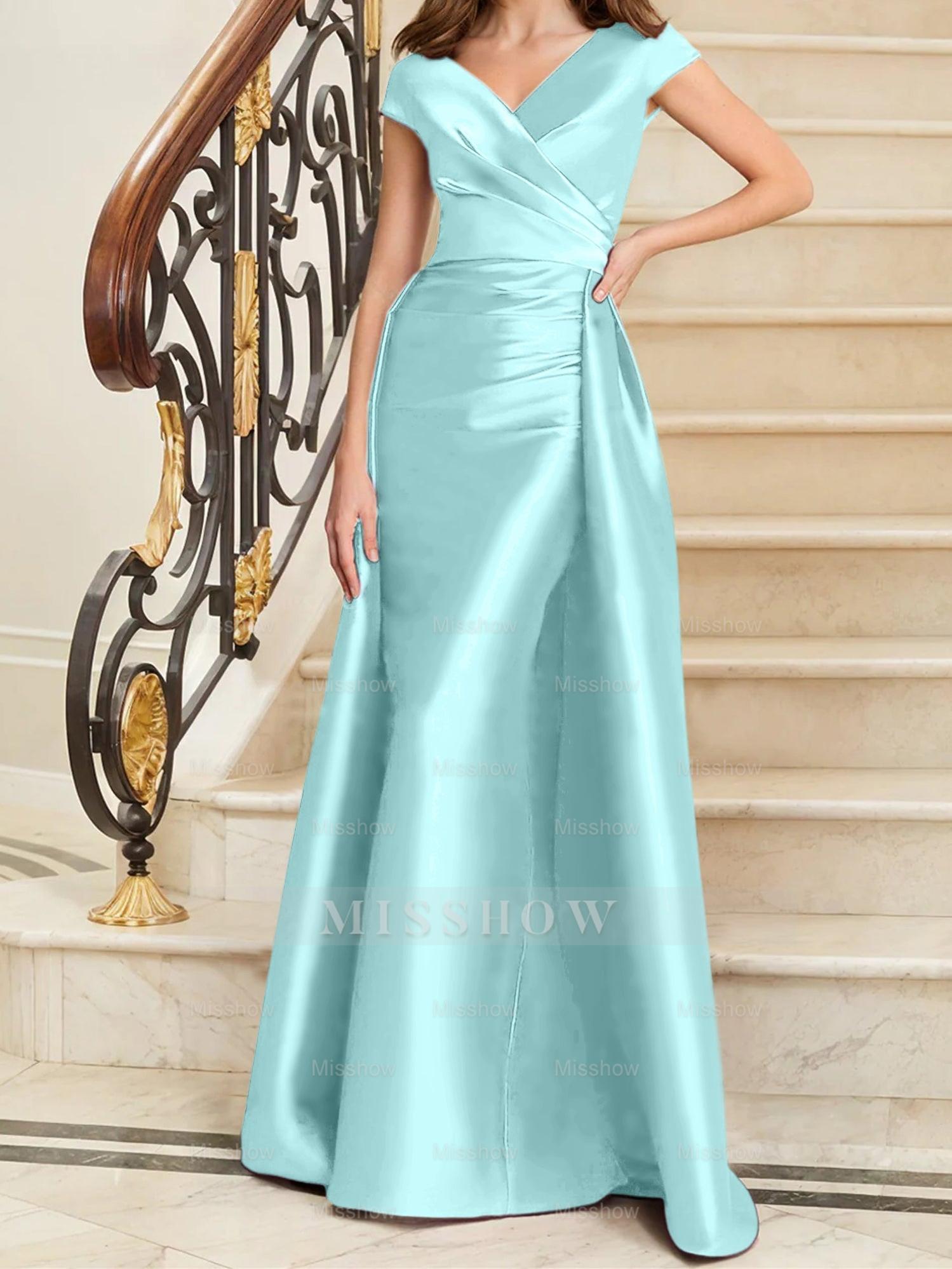 Sleeveless Satin V-Neck Sheath Dress for the Mother of the Bride