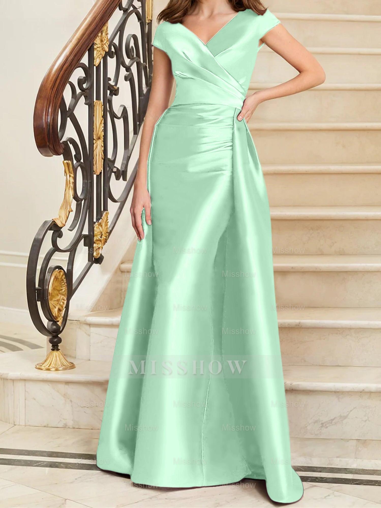 Sleeveless Satin V-Neck Sheath Dress for the Mother of the Bride