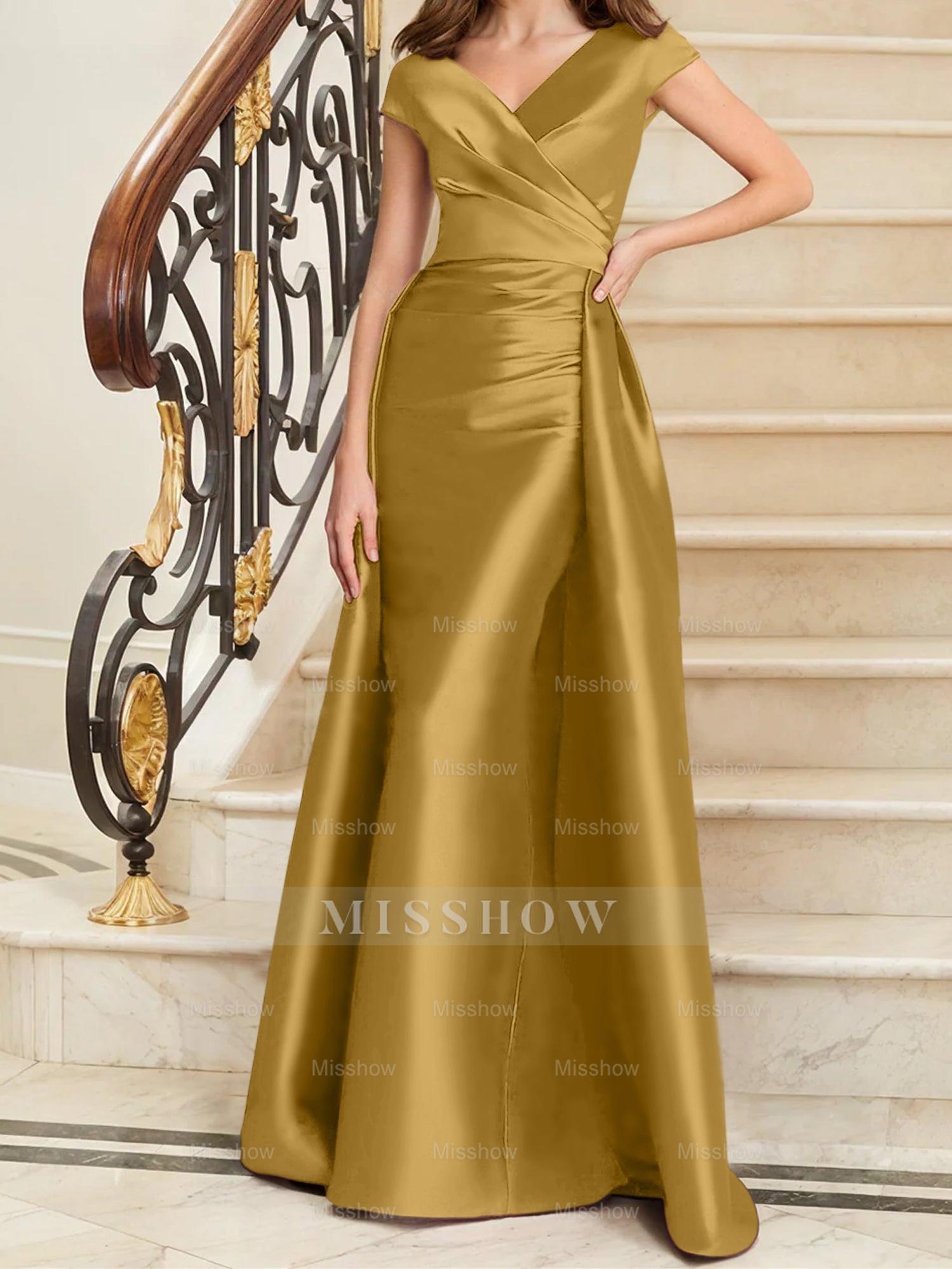 Sleeveless Satin V-Neck Sheath Dress for the Mother of the Bride