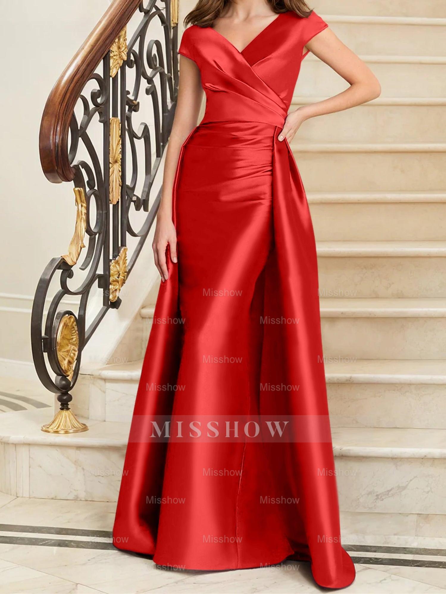 Sleeveless Satin V-Neck Sheath Dress for the Mother of the Bride