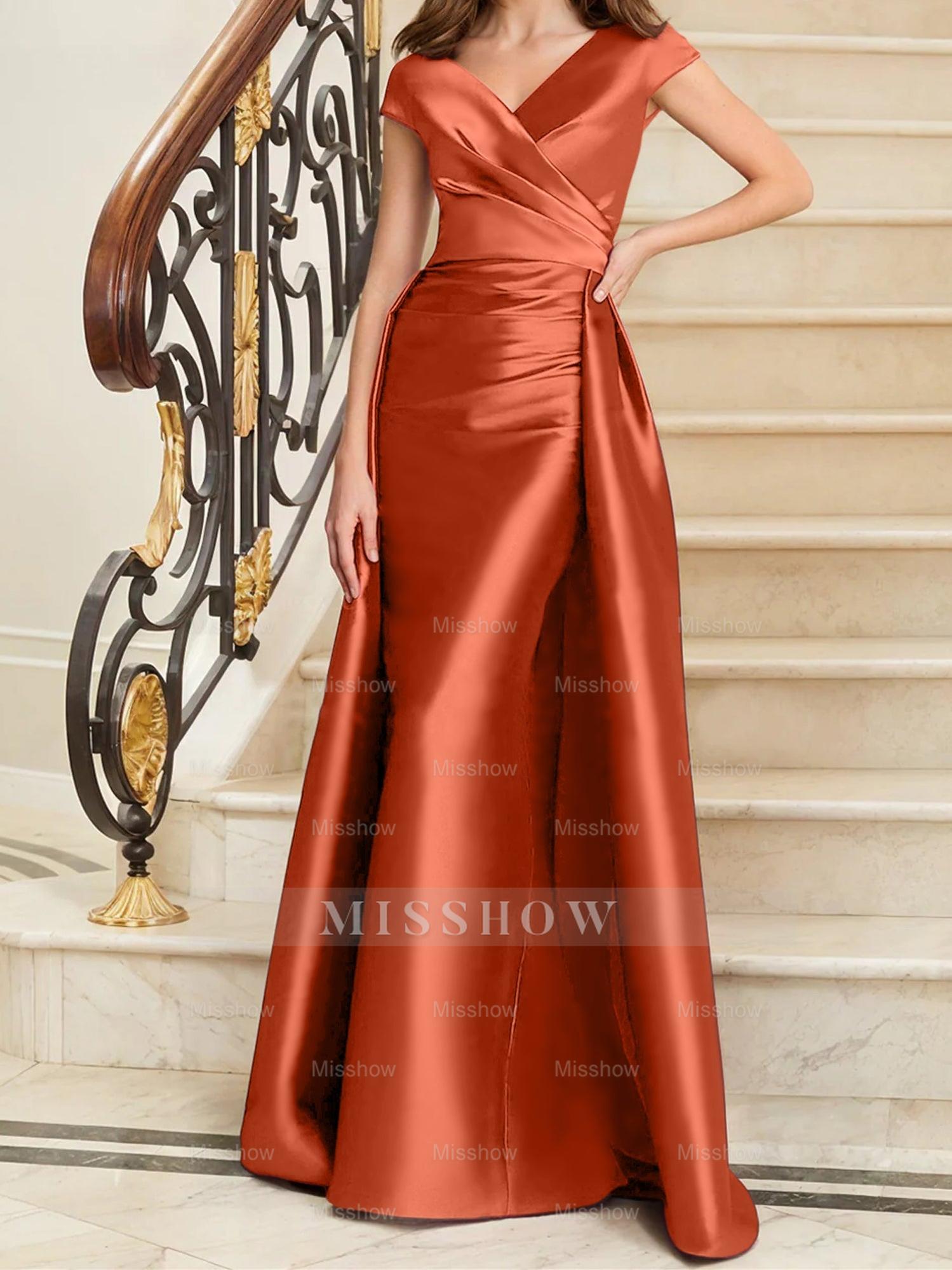 Sleeveless Satin V-Neck Sheath Dress for the Mother of the Bride