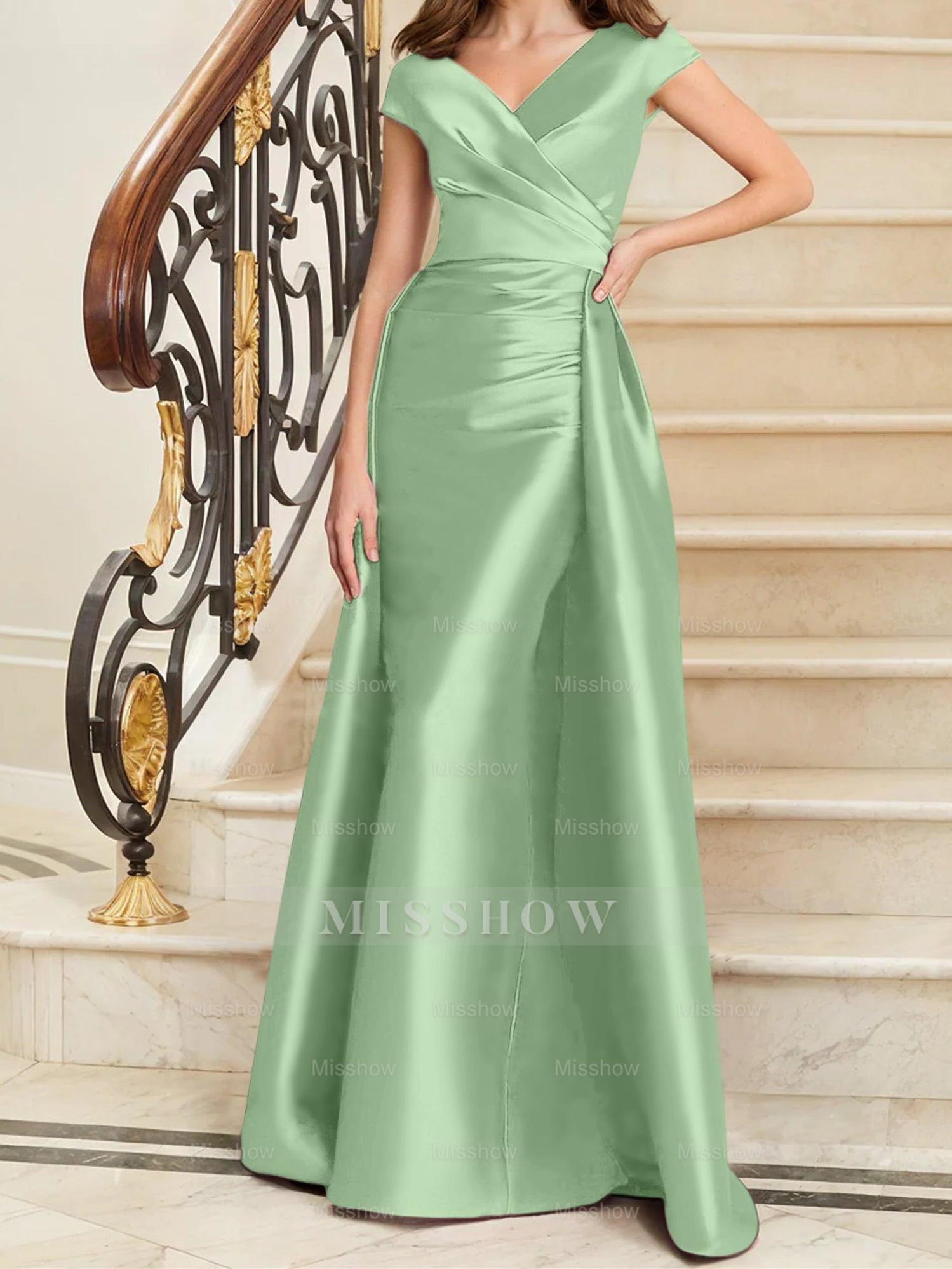 Sleeveless Satin V-Neck Sheath Dress for the Mother of the Bride