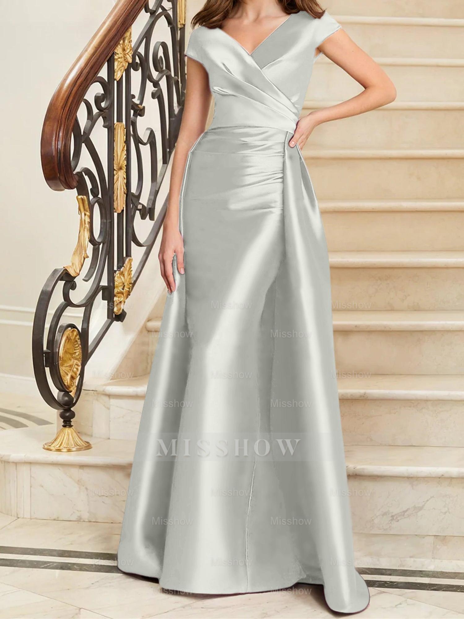 Sleeveless Satin V-Neck Sheath Dress for the Mother of the Bride