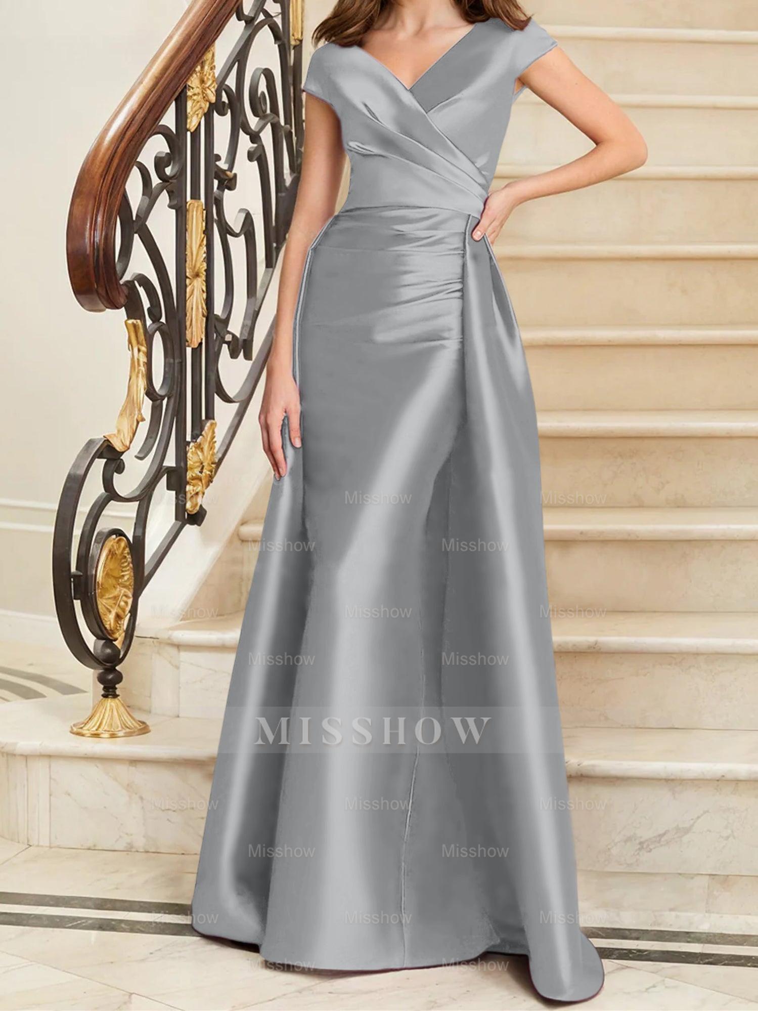 Sleeveless Satin V-Neck Sheath Dress for the Mother of the Bride