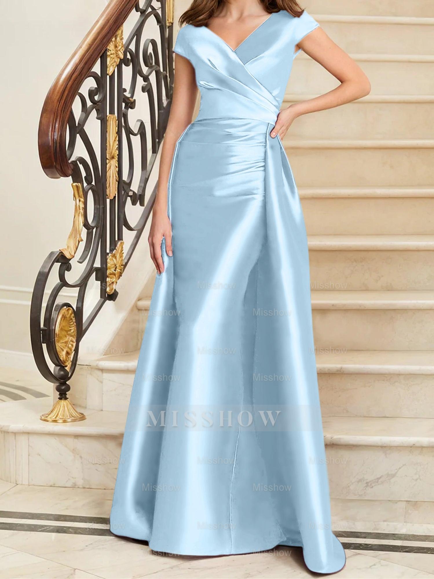Sleeveless Satin V-Neck Sheath Dress for the Mother of the Bride