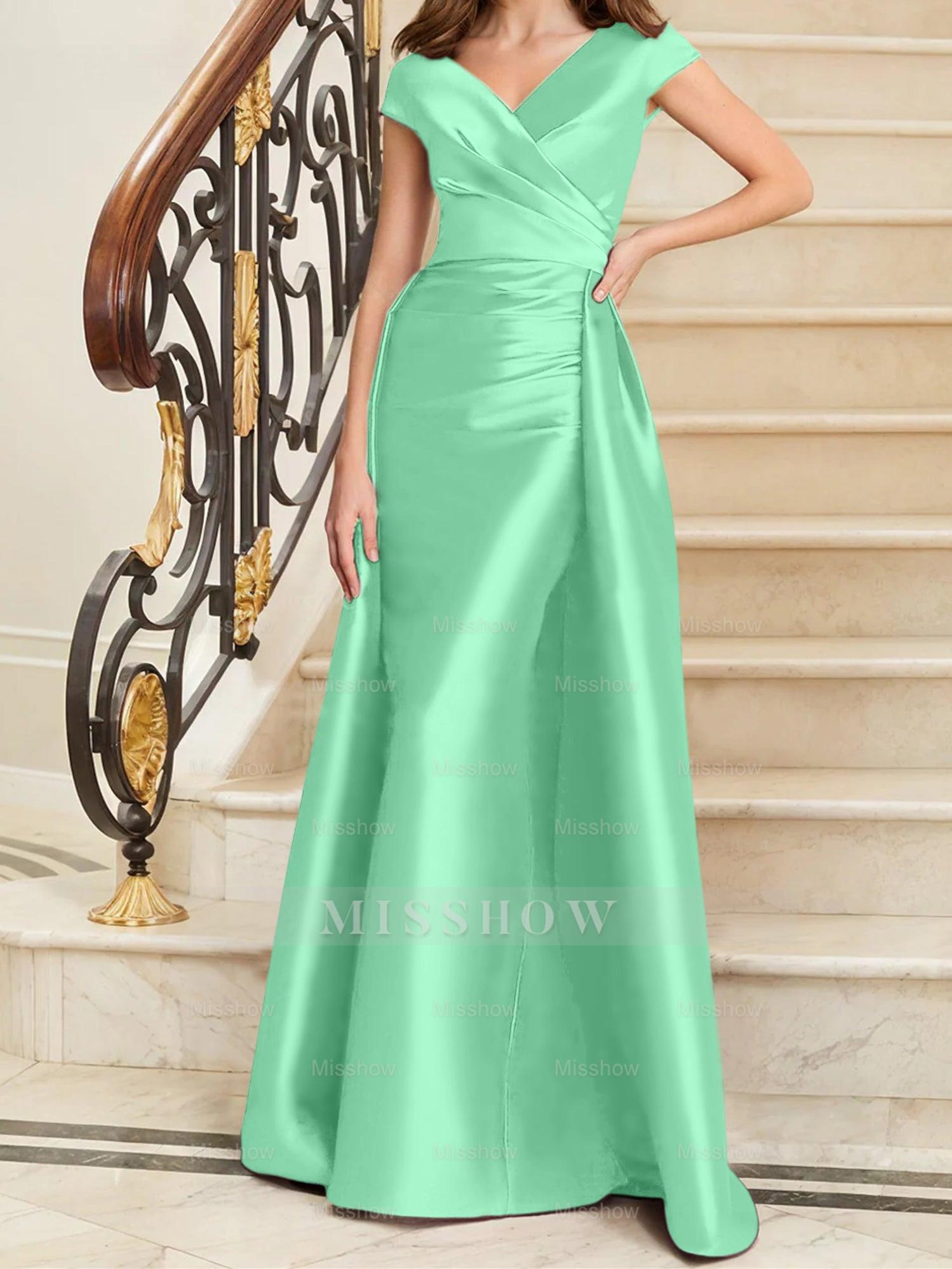 Sleeveless Satin V-Neck Sheath Dress for the Mother of the Bride