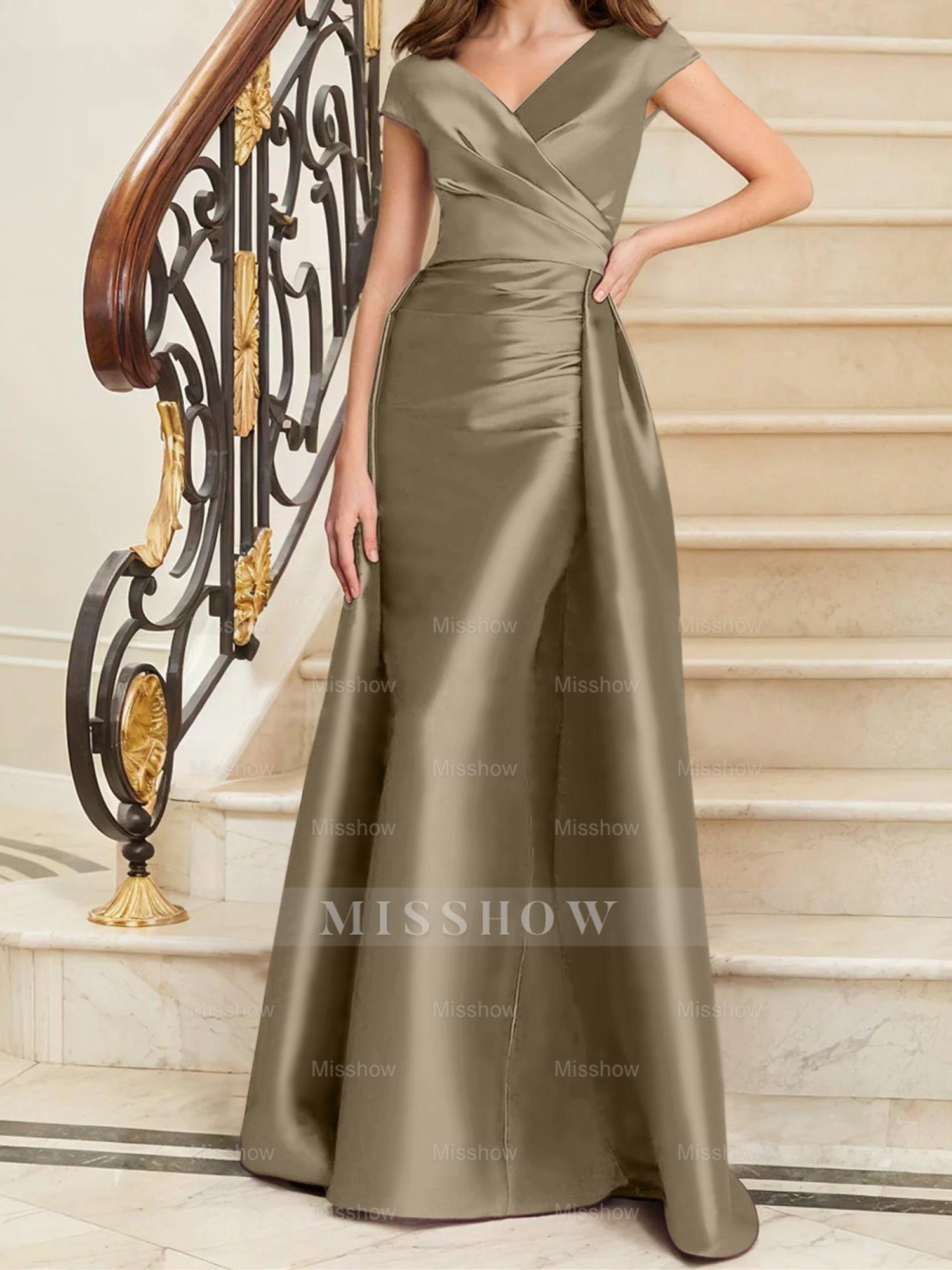 Sleeveless Satin V-Neck Sheath Dress for the Mother of the Bride