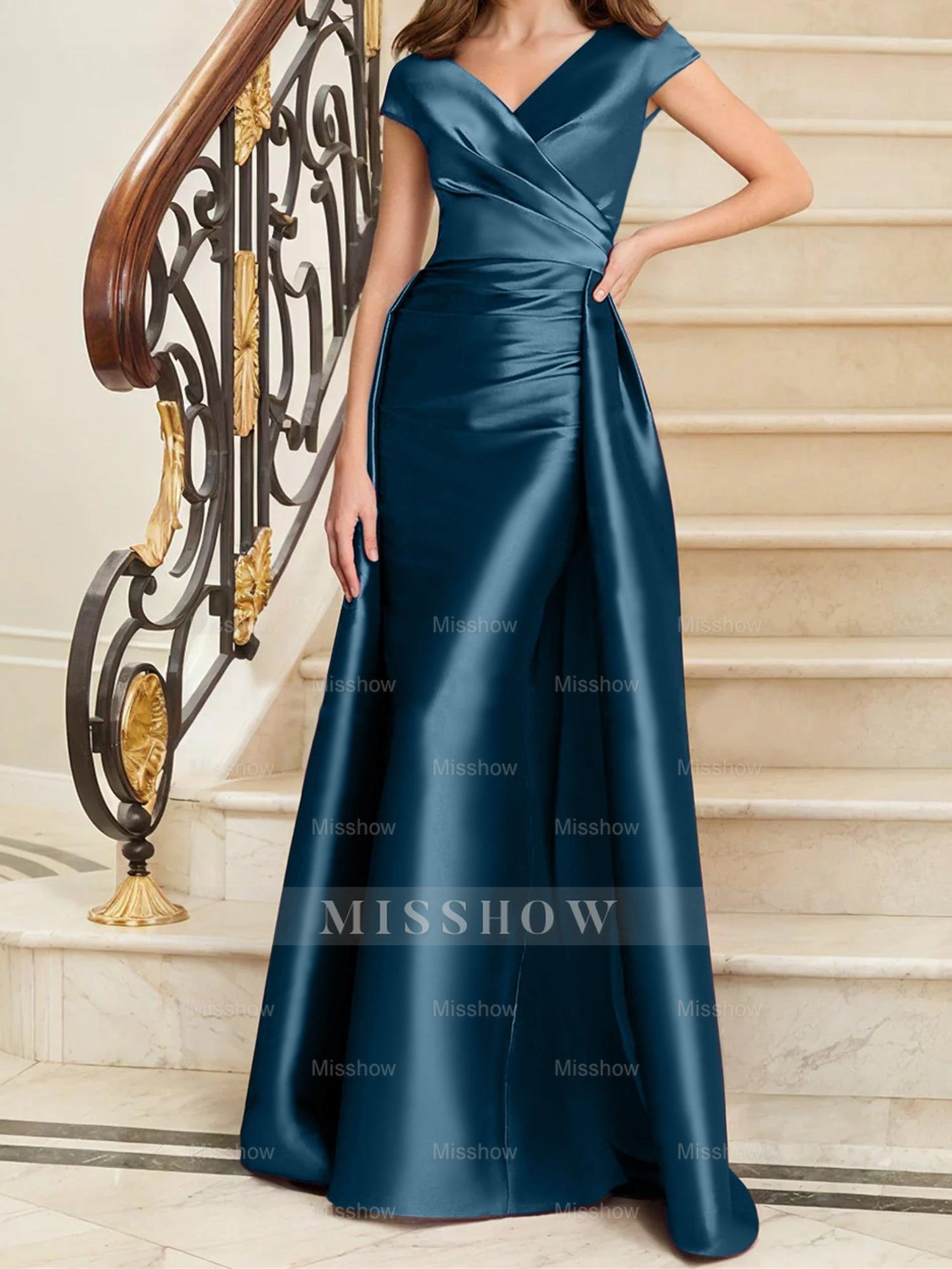 Sleeveless Satin V-Neck Sheath Dress for the Mother of the Bride