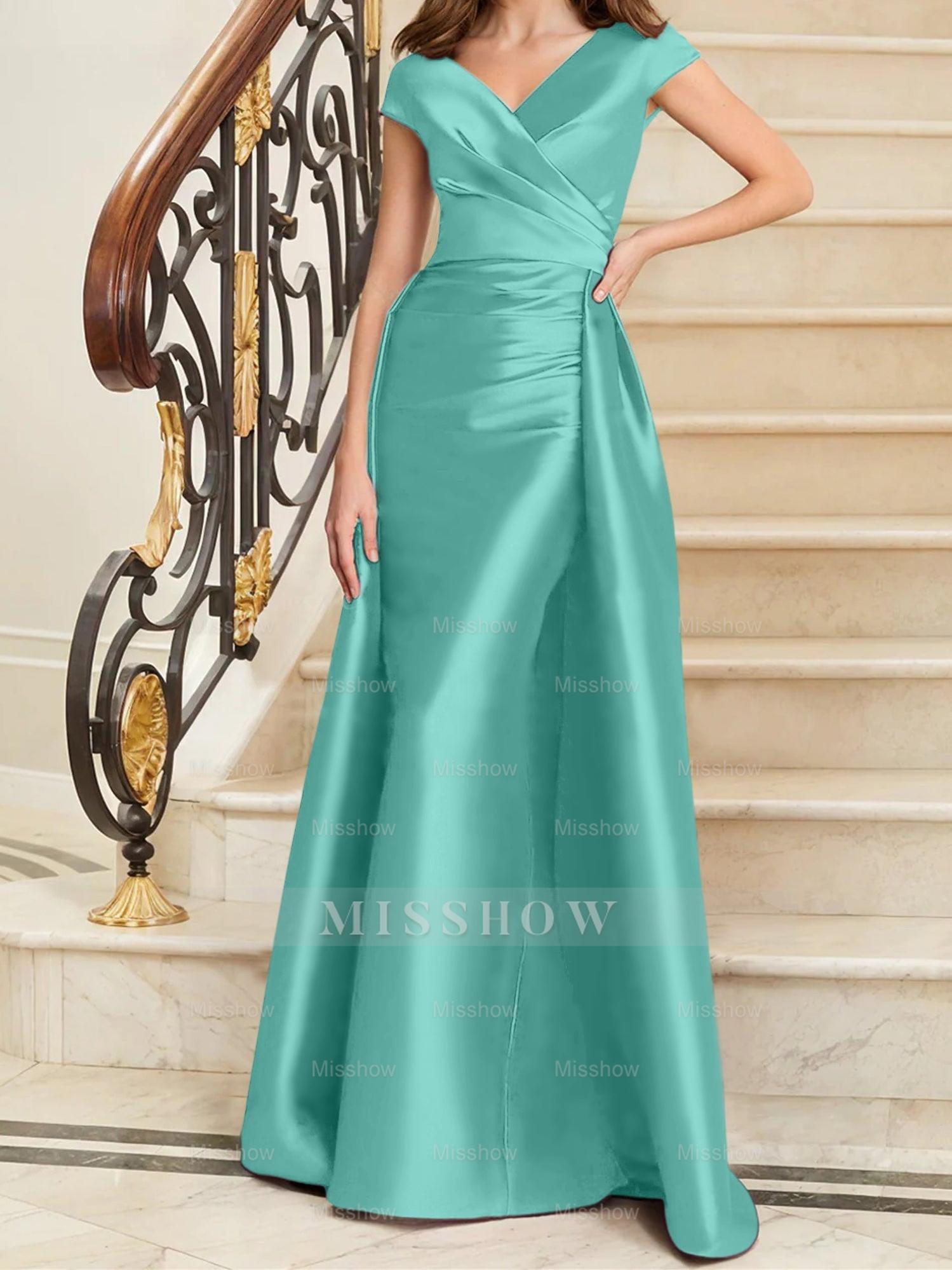 Sleeveless Satin V-Neck Sheath Dress for the Mother of the Bride