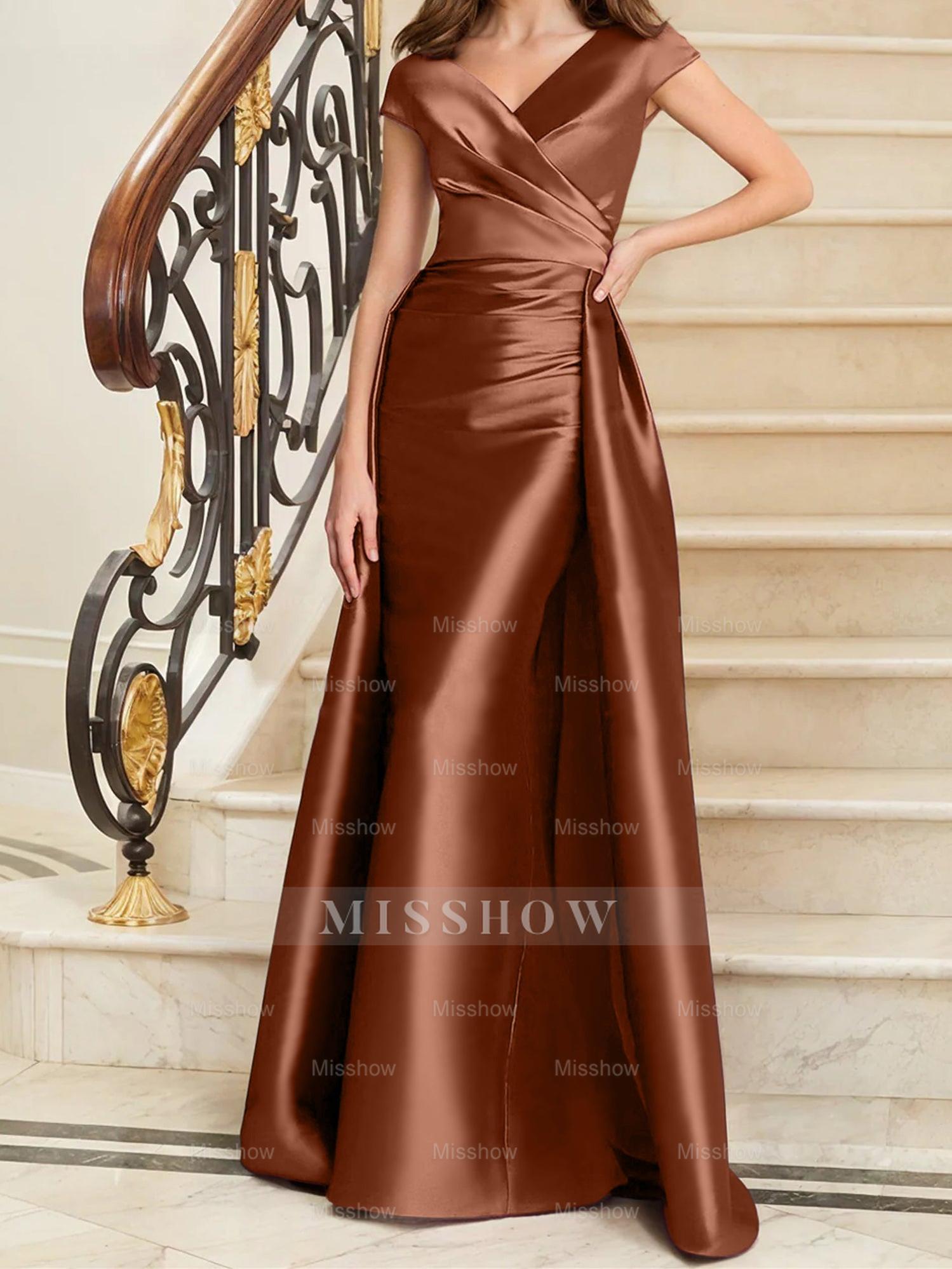 Sleeveless Satin V-Neck Sheath Dress for the Mother of the Bride