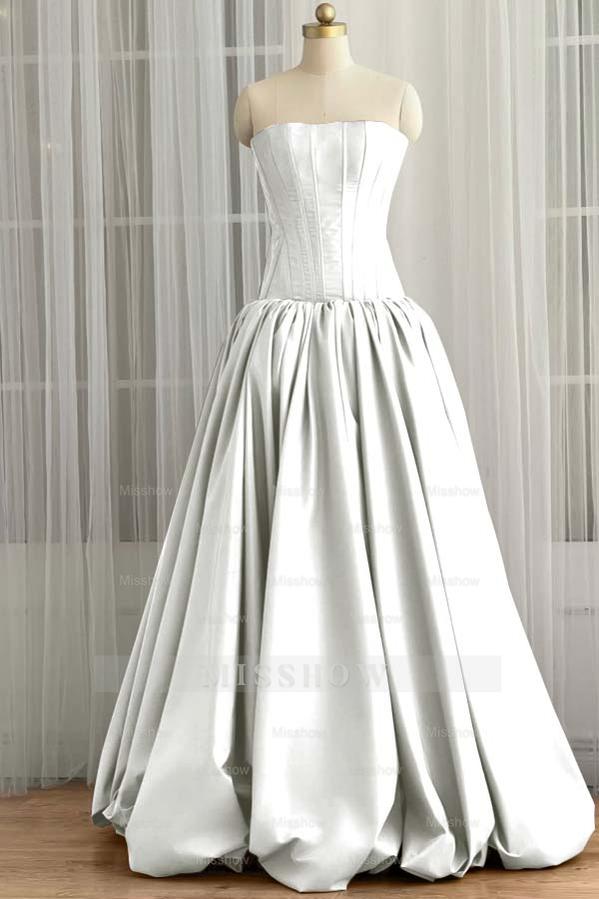 Sleeveless Strapless Long Ball Gown Formal Dress With Pleated