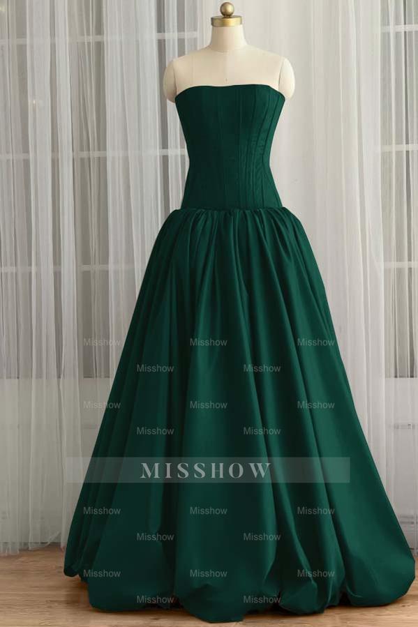 Sleeveless Strapless Long Ball Gown Formal Dress With Pleated