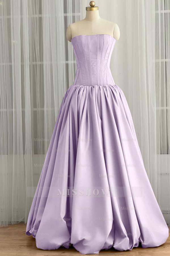 Sleeveless Strapless Long Ball Gown Formal Dress With Pleated