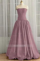 Sleeveless Strapless Long Ball Gown Formal Dress With Pleated