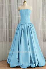 Sleeveless Strapless Long Ball Gown Formal Dress With Pleated