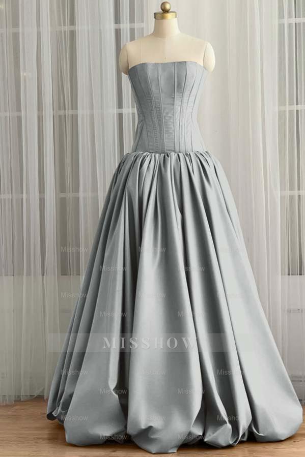 Sleeveless Strapless Long Ball Gown Formal Dress With Pleated