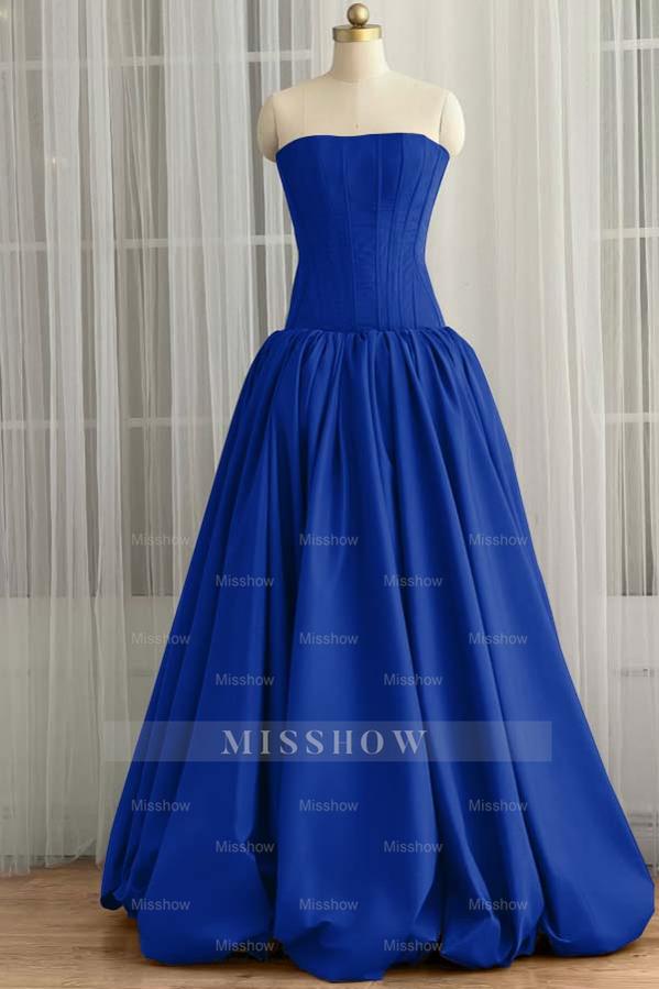 Sleeveless Strapless Long Ball Gown Formal Dress With Pleated