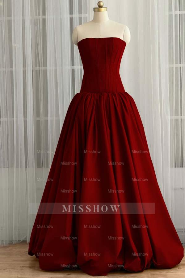 Sleeveless Strapless Long Ball Gown Formal Dress With Pleated