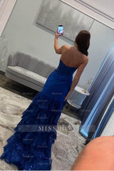 Sleeveless Strapless Long Split Formal Dress With Sequins Pleated