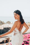 Sleeveless V-Neck Tulle Floor-Length Wedding Dress Lace