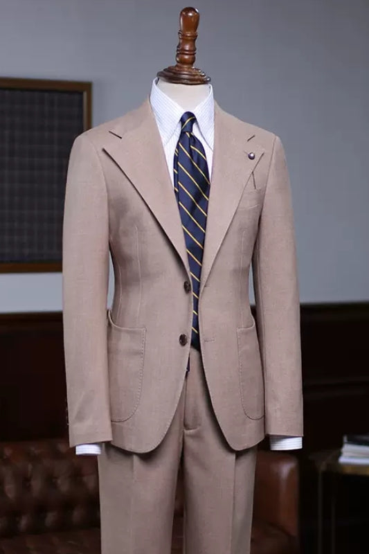 Sophisticated Tan Notched Lapel Prom Attire For Men