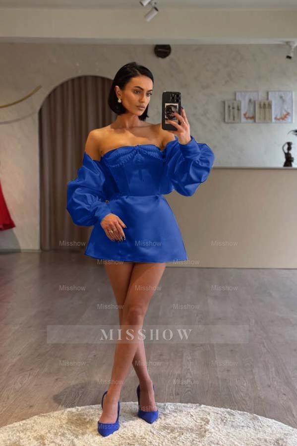 Spaghetti Strap Long Sleeves A Line Formal Dress With Beading