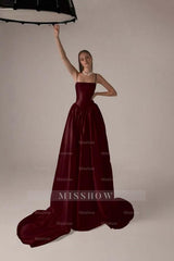 Spaghetti Strap Sleeveless A Line Long Formal Dress With Pleated