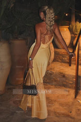 Spaghetti Strap Sleeveless Backless Mermaid Long Formal Dress With Lace
