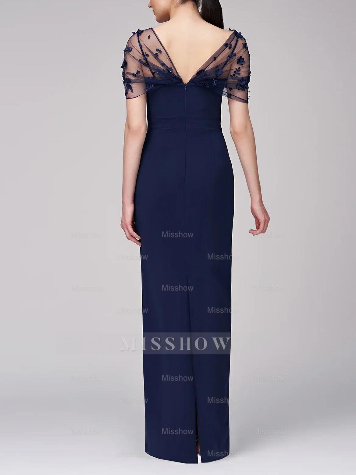 Spaghetti Strap Sleeveless Floor-Length Mother of the Bride Gown with Watteau Train