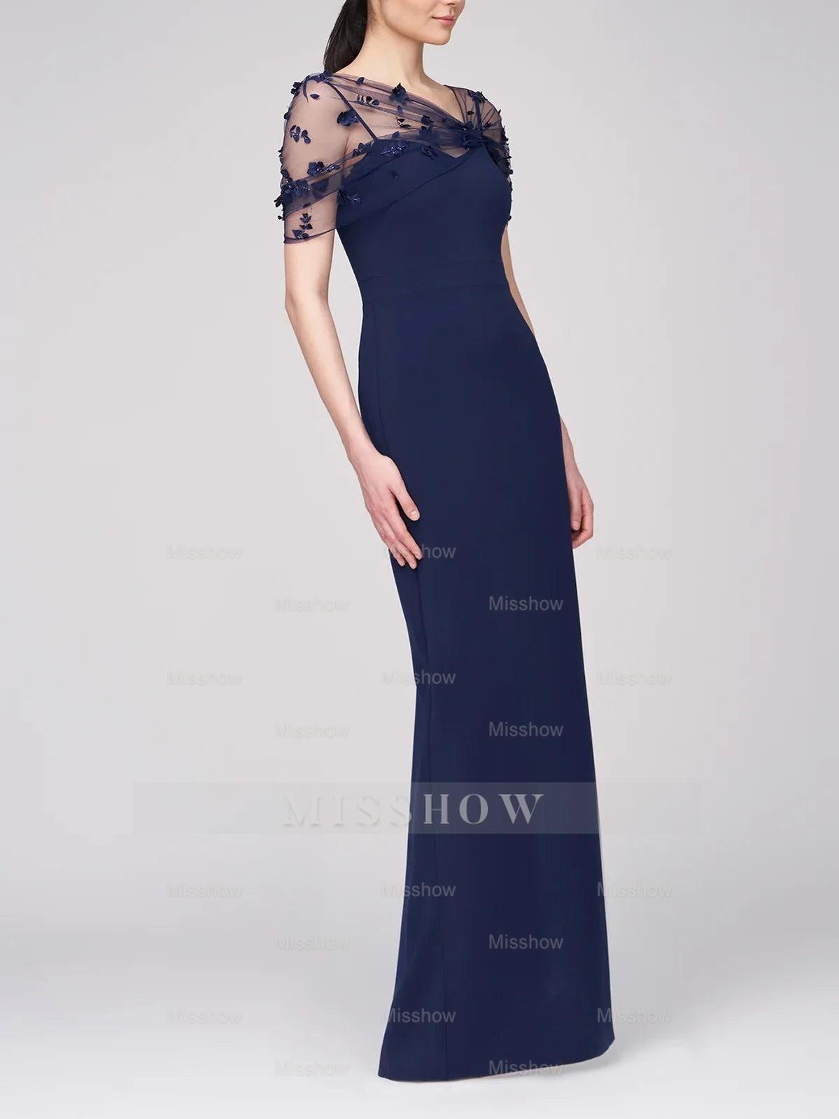 Spaghetti Strap Sleeveless Floor-Length Mother of the Bride Gown with Watteau Train