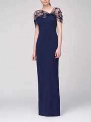 Spaghetti Strap Sleeveless Floor-Length Mother of the Bride Gown with Watteau Train