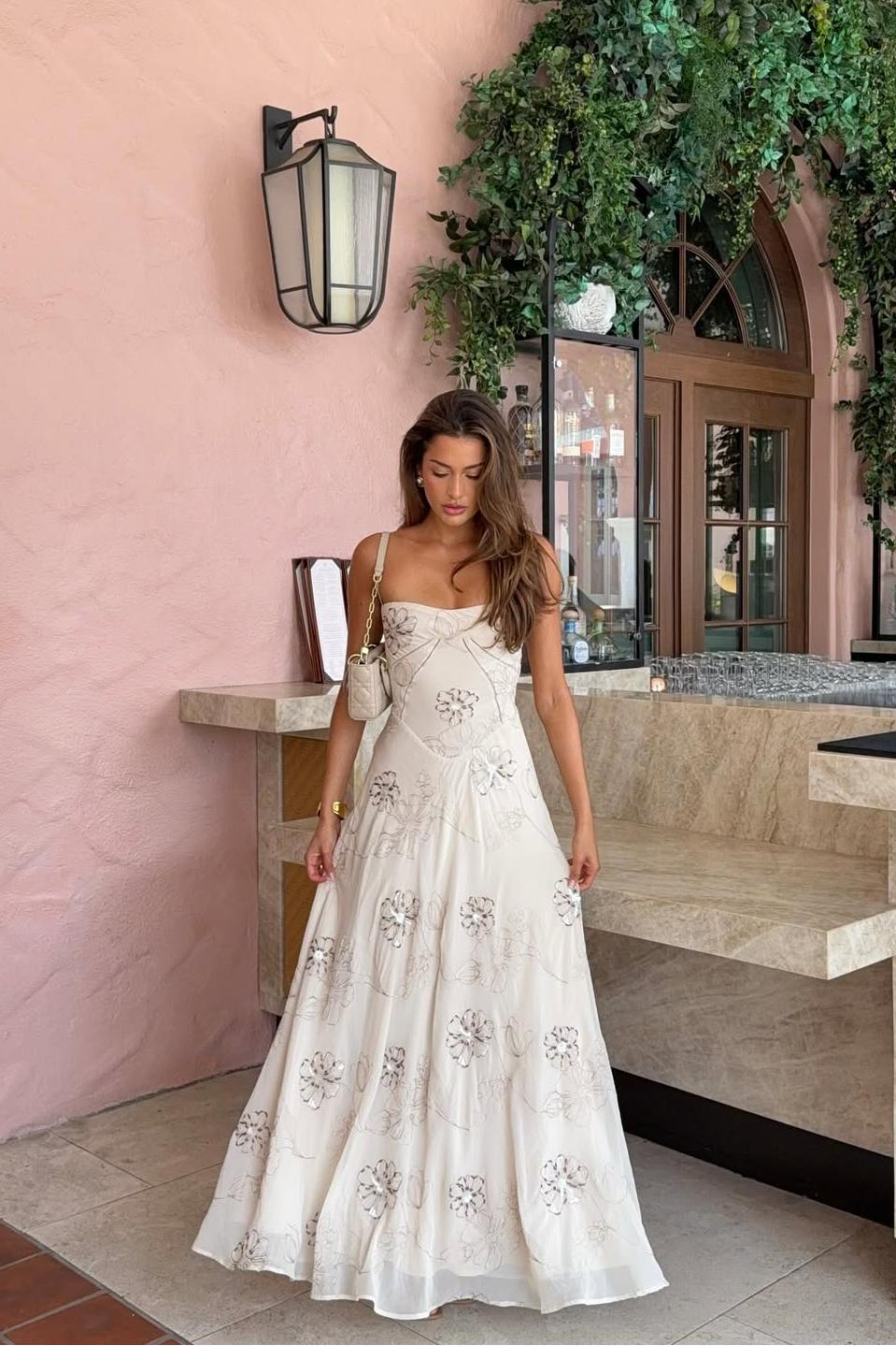 Spaghetti Strap Sleeveless Long Formal Dress With Pleated Appliques