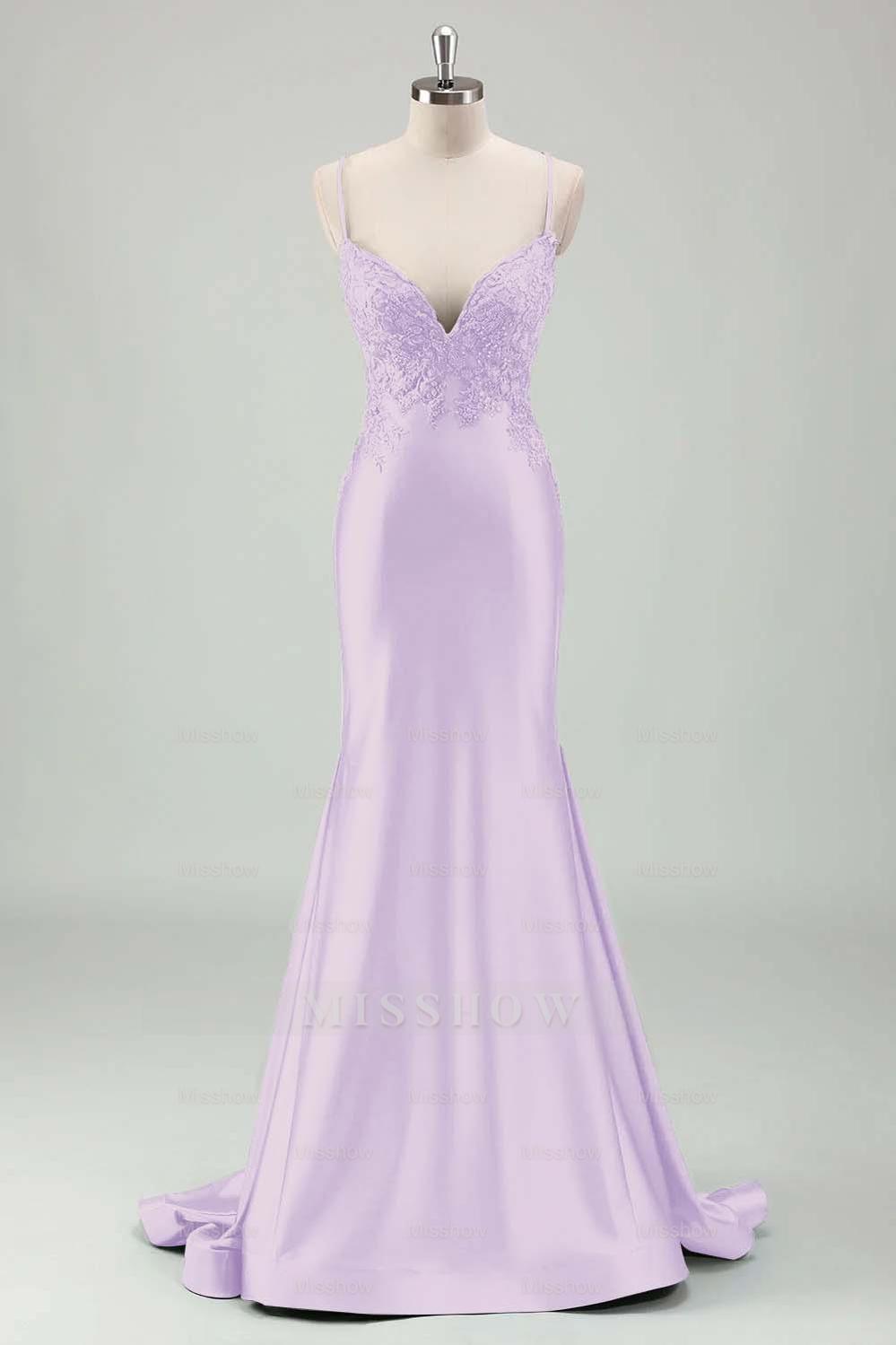 Spaghetti Strap Sleeveless Long Mermaid Formal Dress With Appliques