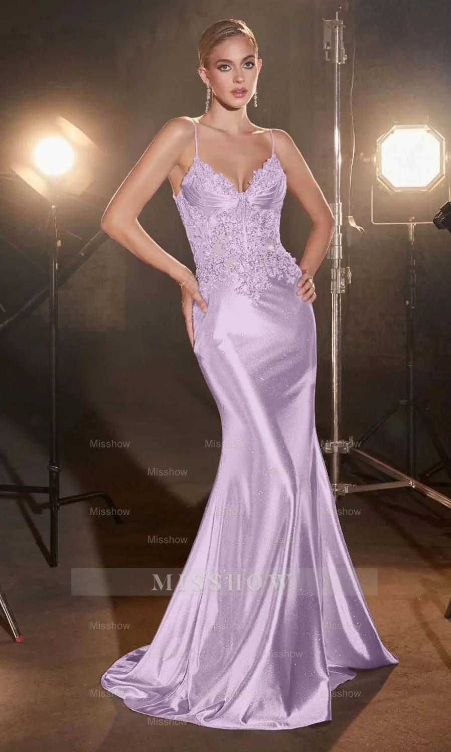 Spaghetti Strap Sleeveless Long Mermaid Formal Dress With Appliques