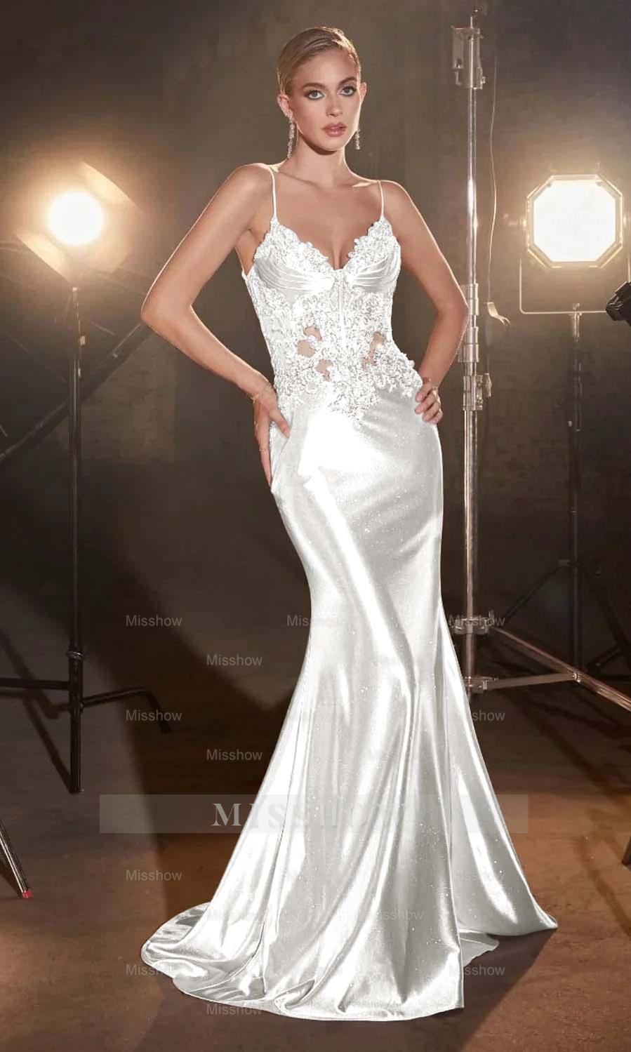 Spaghetti Strap Sleeveless Long Mermaid Formal Dress With Appliques