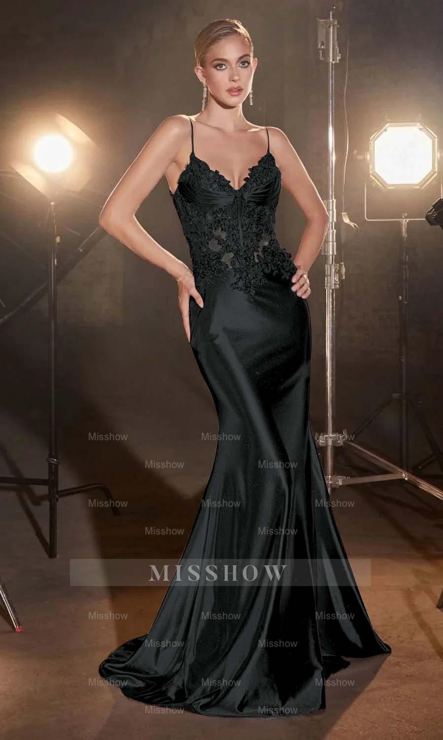 Spaghetti Strap Sleeveless Long Mermaid Formal Dress With Appliques