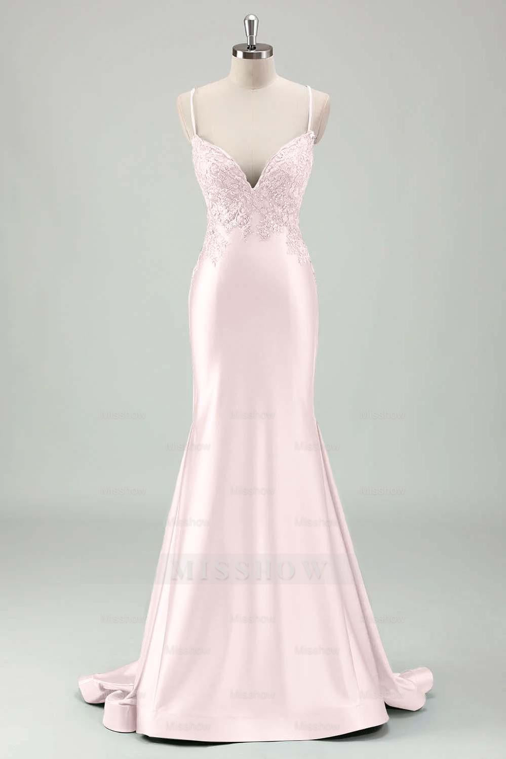 Spaghetti Strap Sleeveless Long Mermaid Formal Dress With Appliques