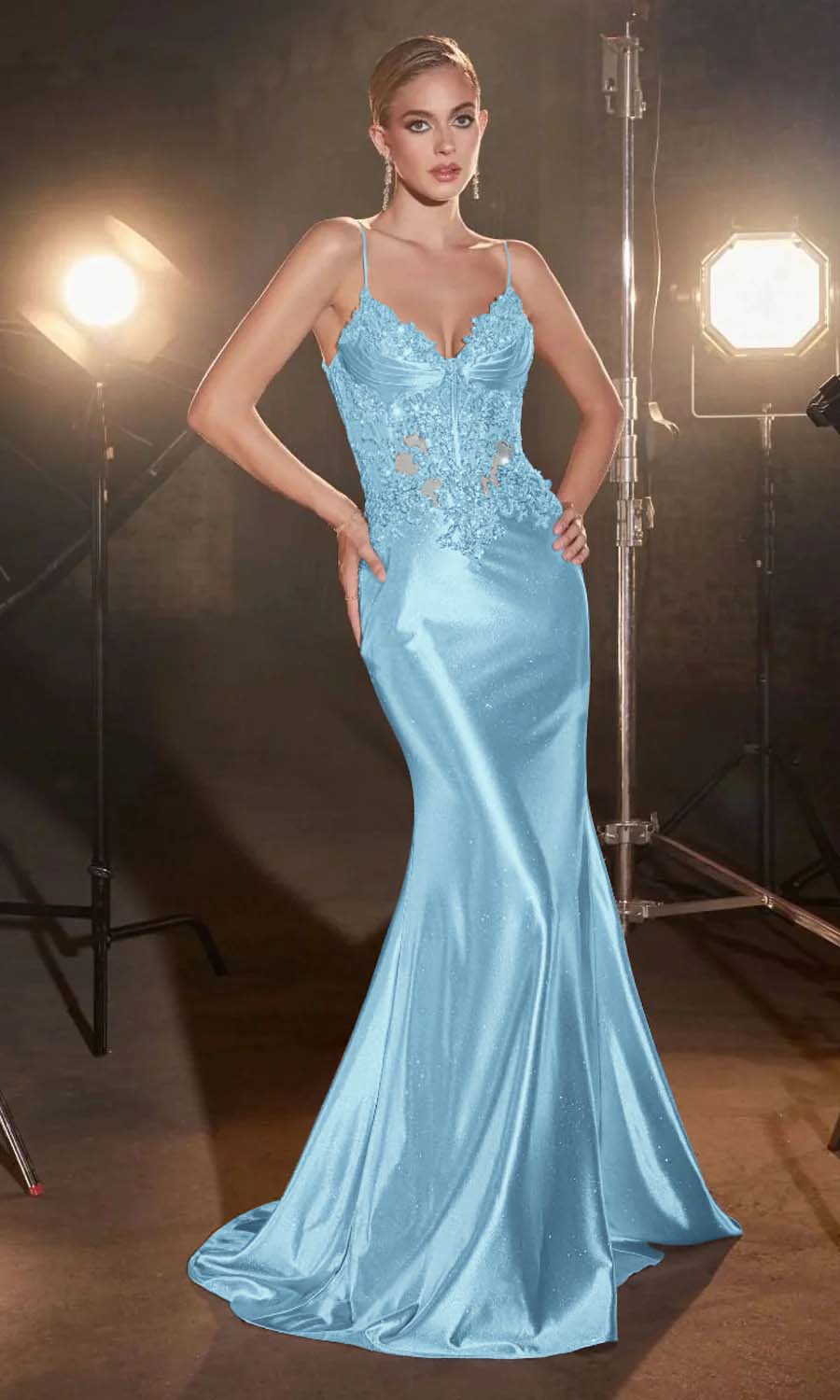 Spaghetti Strap Sleeveless Long Mermaid Formal Dress With Appliques